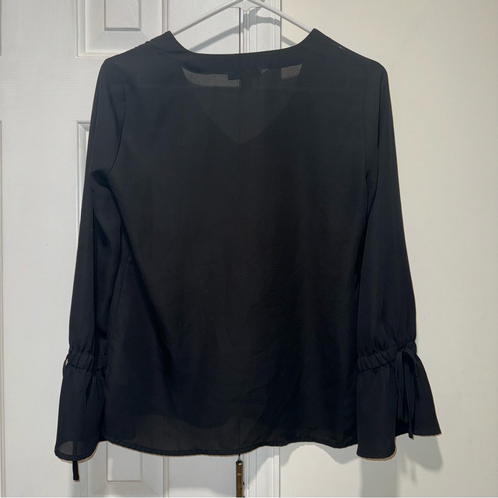 J. Crew Mercantile Black Tie Sleeve Blouse top shirt 00 - Picture 10 of 14